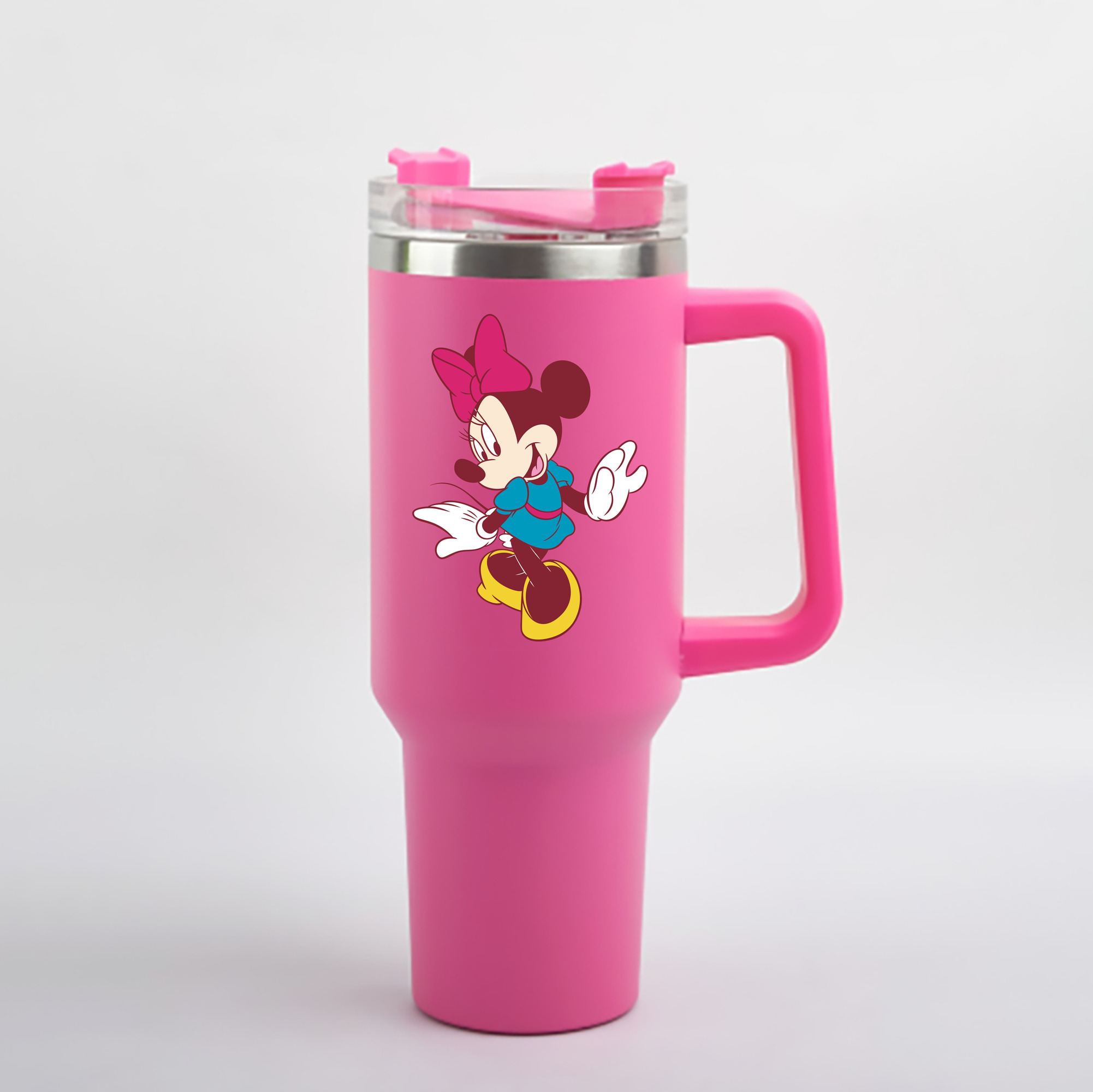 （画像用） ミッキーマウス Mickey Mouse 1200mL車用タンブラー - クリスタルステッカー（プラスチックストロー付き）